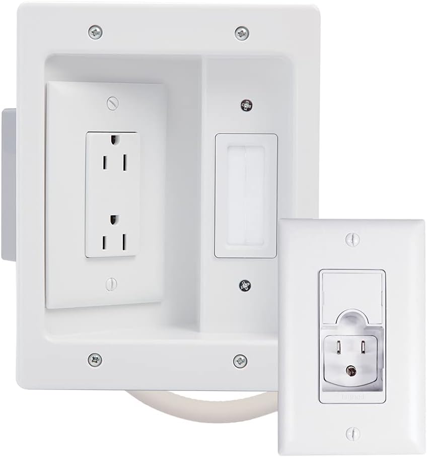 White Recessed In Wall TV Power Kit, Pack of 2 G57562