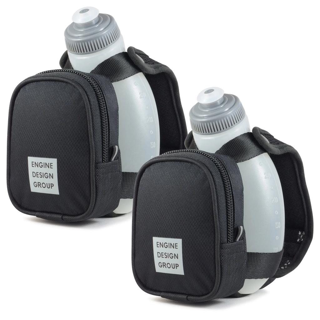 Black 10 oz Handheld Water Bottle with Zippered Pocket (2-Pack) N8915