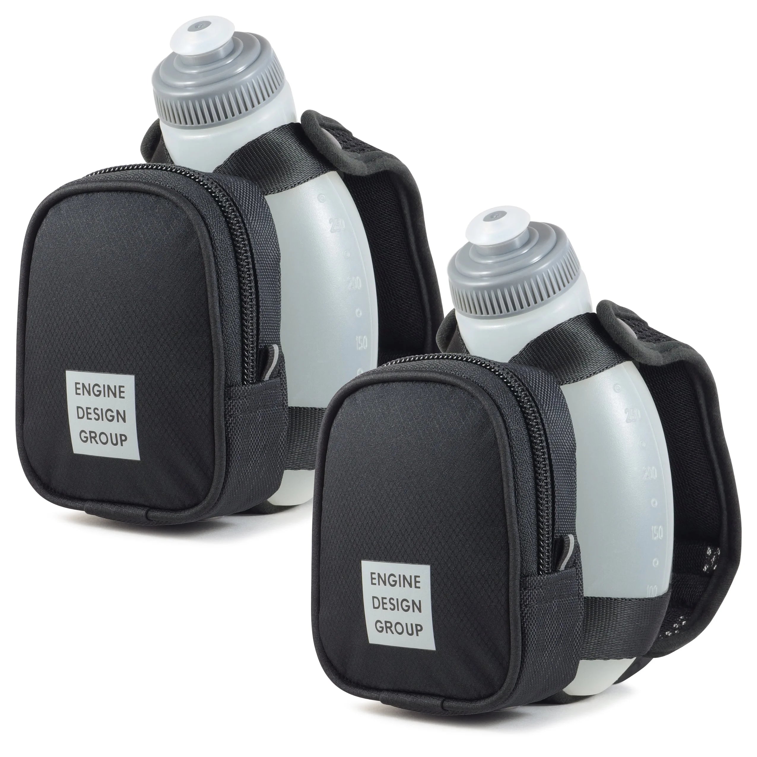 Black 10 oz Handheld Water Bottle with Zippered Pocket (2-Pack) N8915
