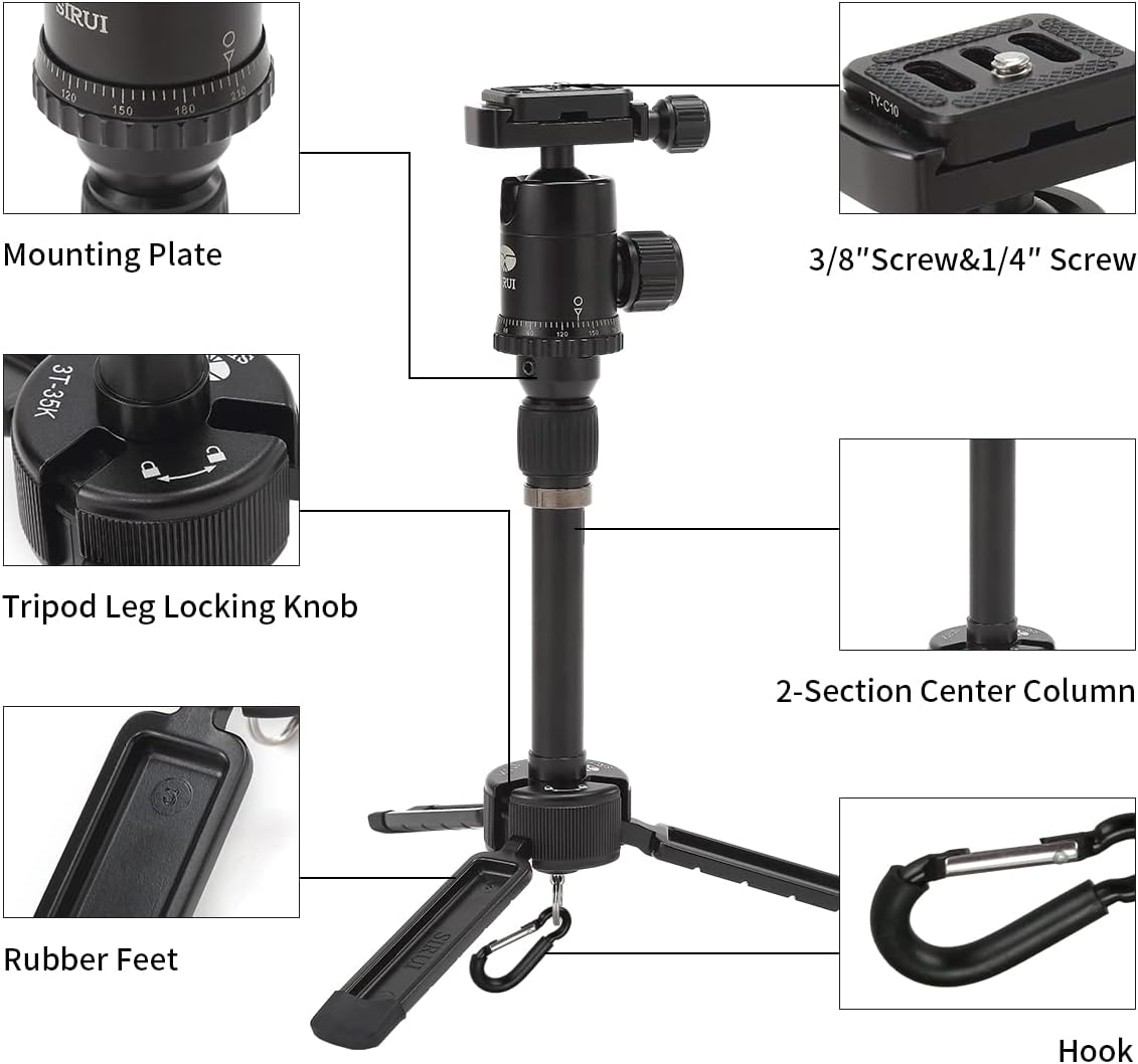 Mini Desktop Tripod with 360° Ball Head, Aluminum Tripod D40623