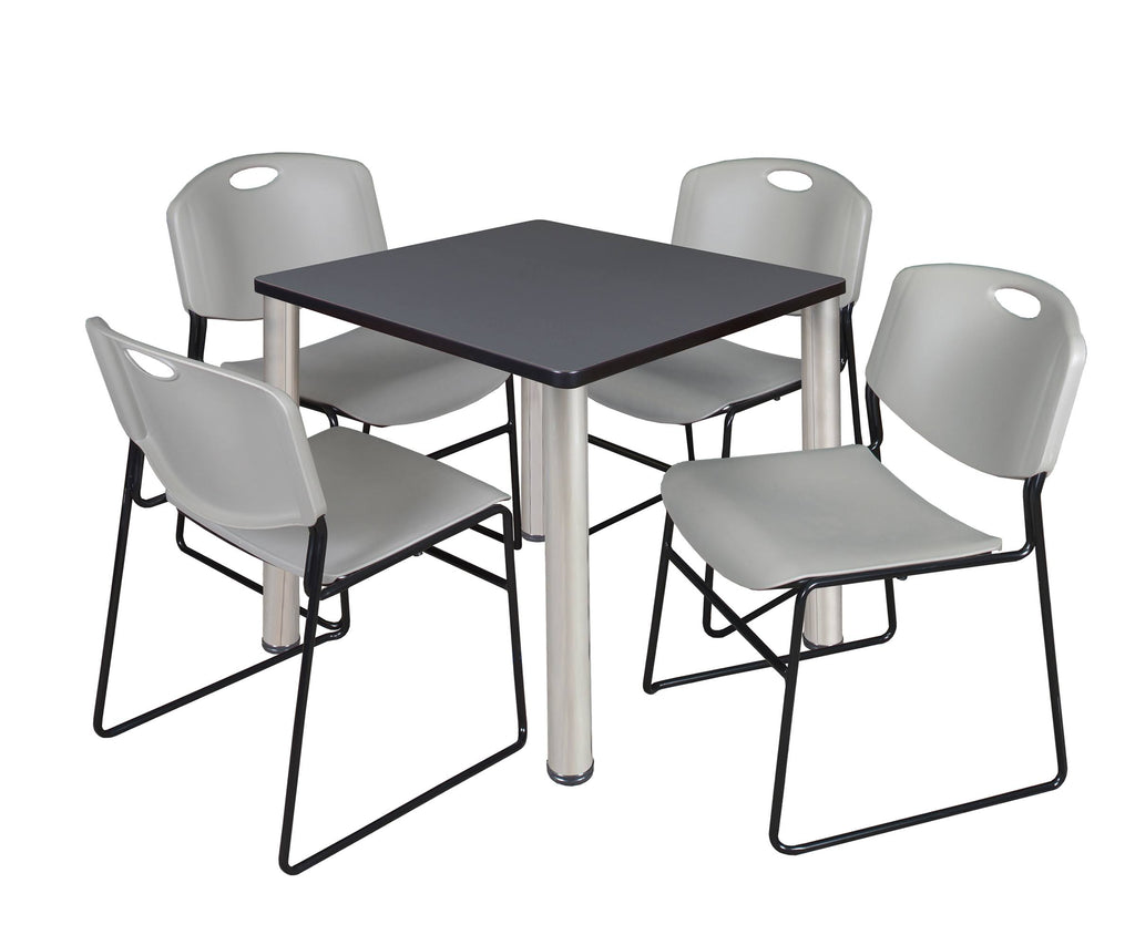Square Breakroom Table with 4 Stack Chairs A8820