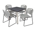 Square Breakroom Table with 4 Stack Chairs A8820