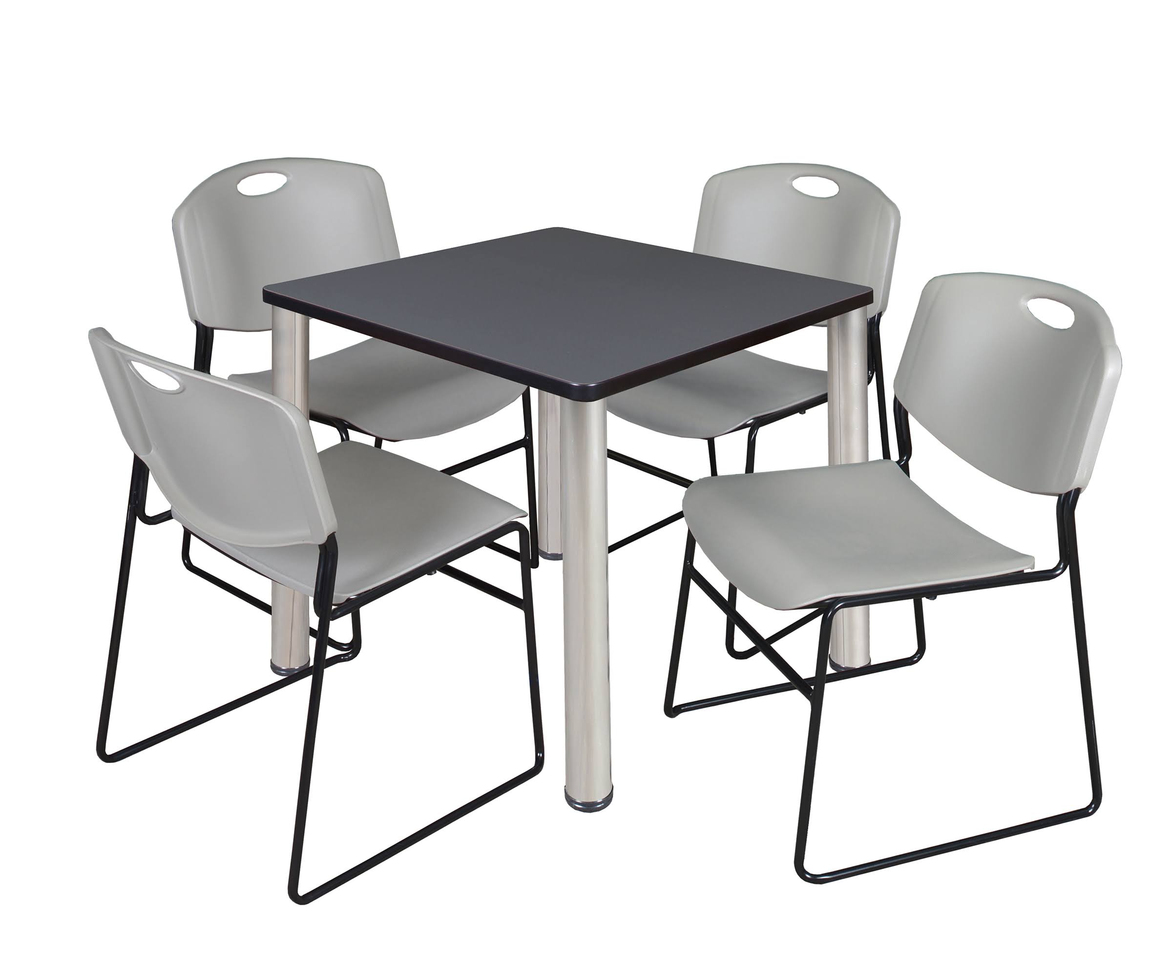 Square Breakroom Table with 4 Stack Chairs A8820
