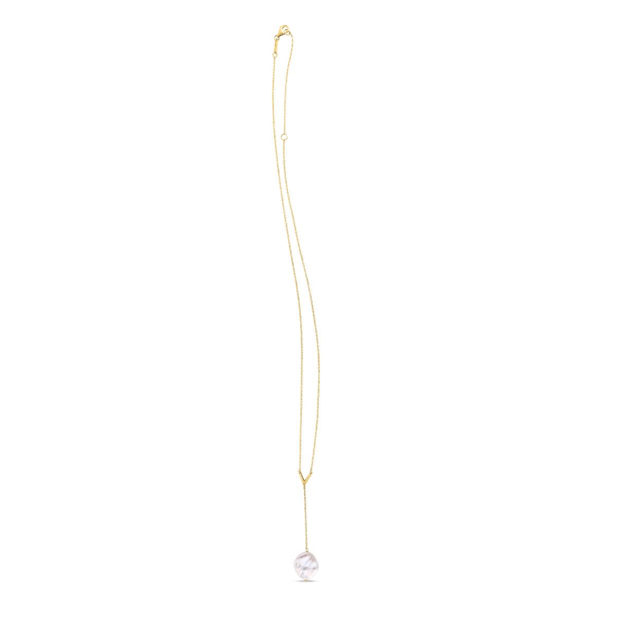 14K Yellow Gold Keshi Pearl Lariat Necklace with Lobster Clasp - 18" O649445