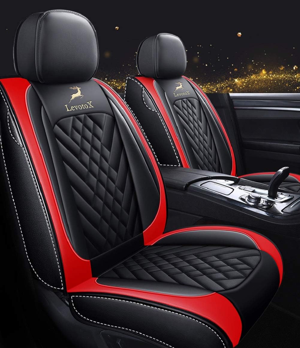 Black-Green Leather Car Seat Covers 5 Seats Full Set L90537