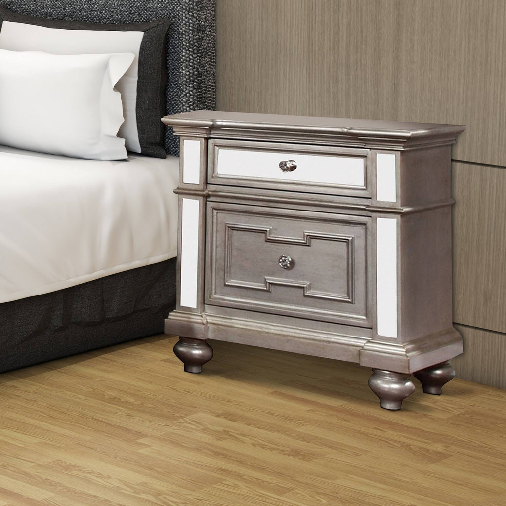 Silver Contemporary Night Stand N4931