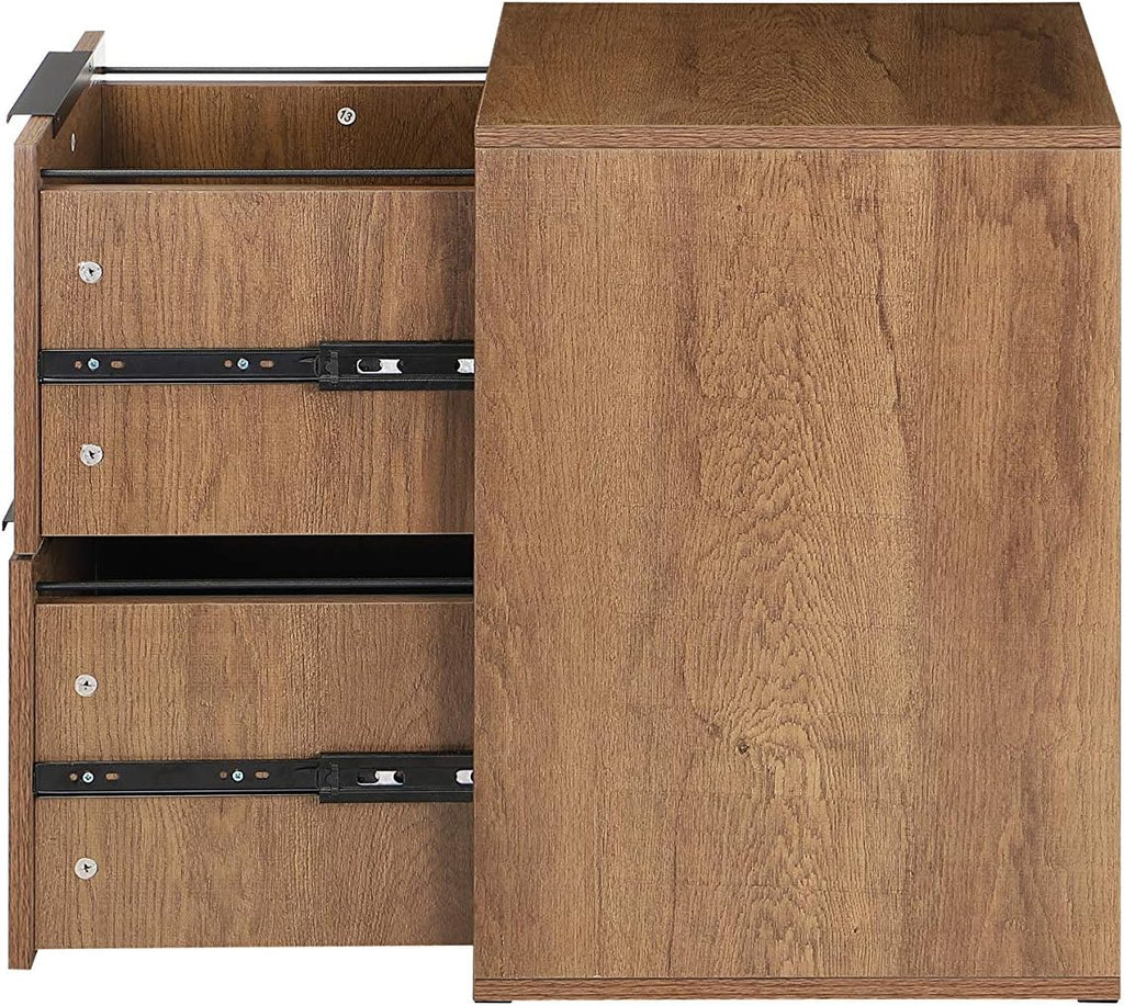 2 Drawers Wooden File Cabinet with Metal Frame B3469