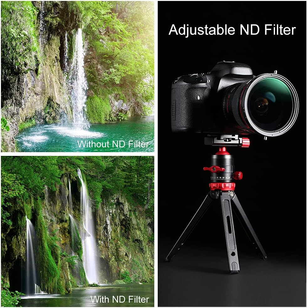 55mm Variable Fader ND2-ND32 ND Filter and CPL Circular Polarizing Filter 2 in 1 Pack of 2 L9475