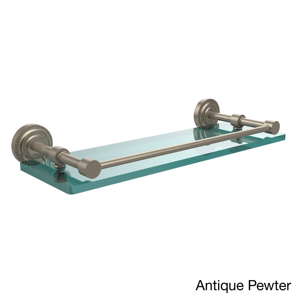 Satin Chrome Glass Shelf with Gallery Rail 16 inch H66436