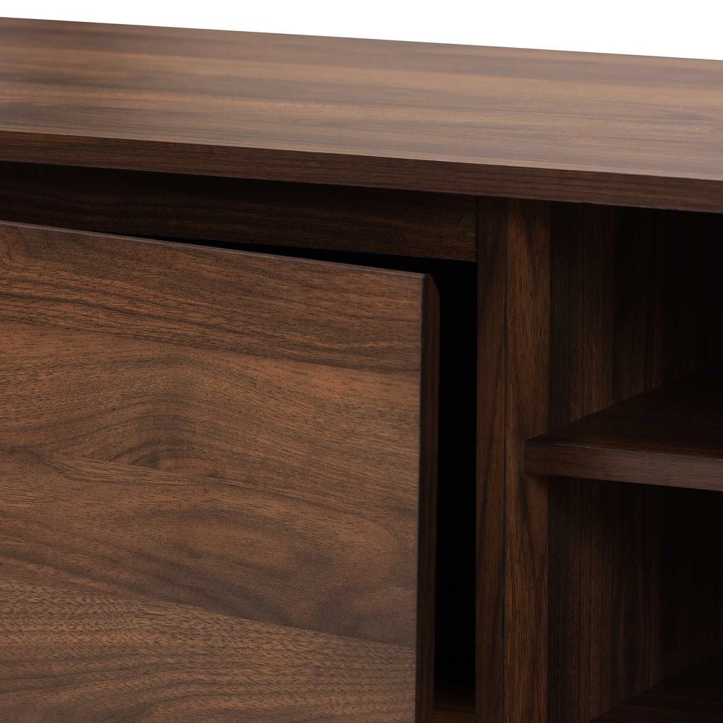 Walnut Brown and Gold Finished Wood TV Stand U266050