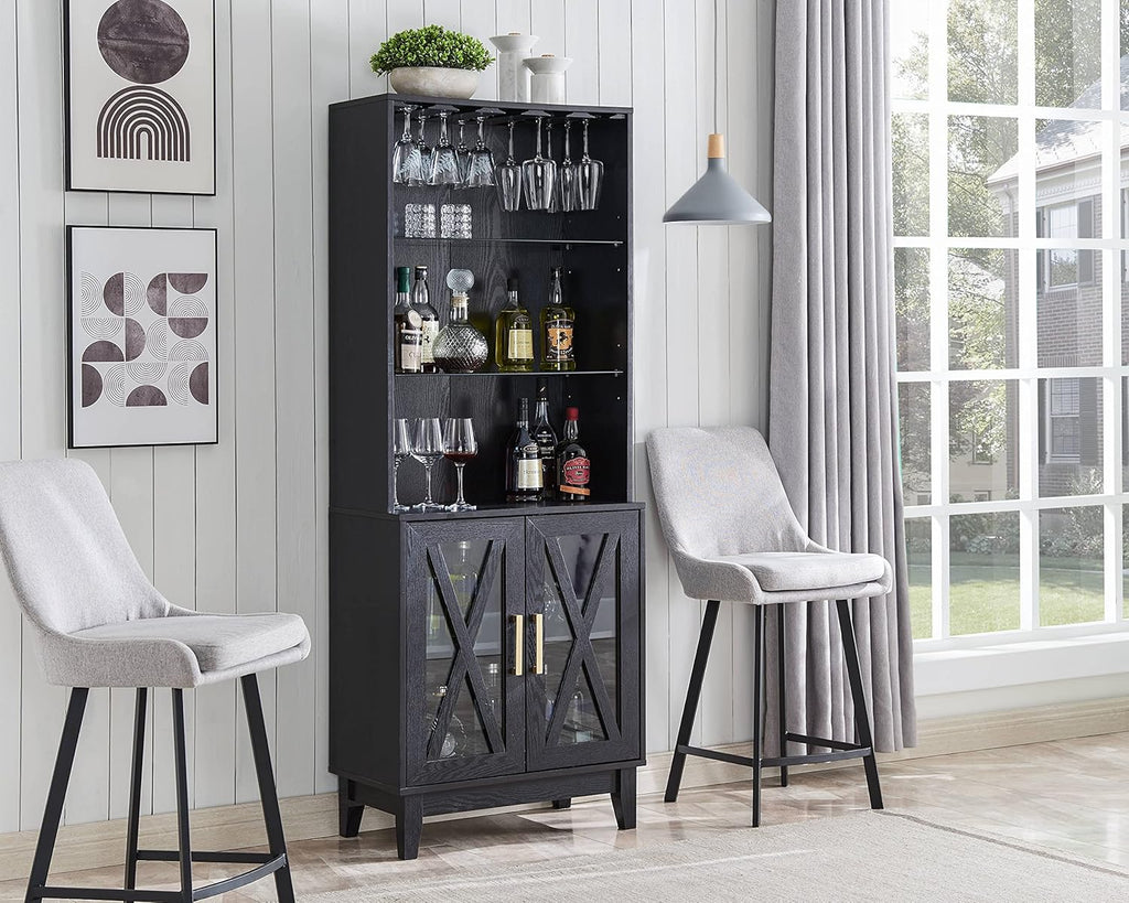 Grey Wash China Cabinet with Glass Shelves and Wire Mesh Doors M379233