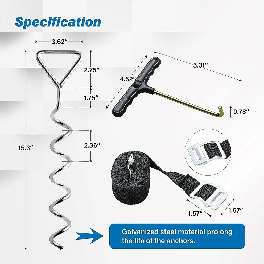 Corkscrew Shape Steel Stakes Anchor Kit with T Hook Q6157
