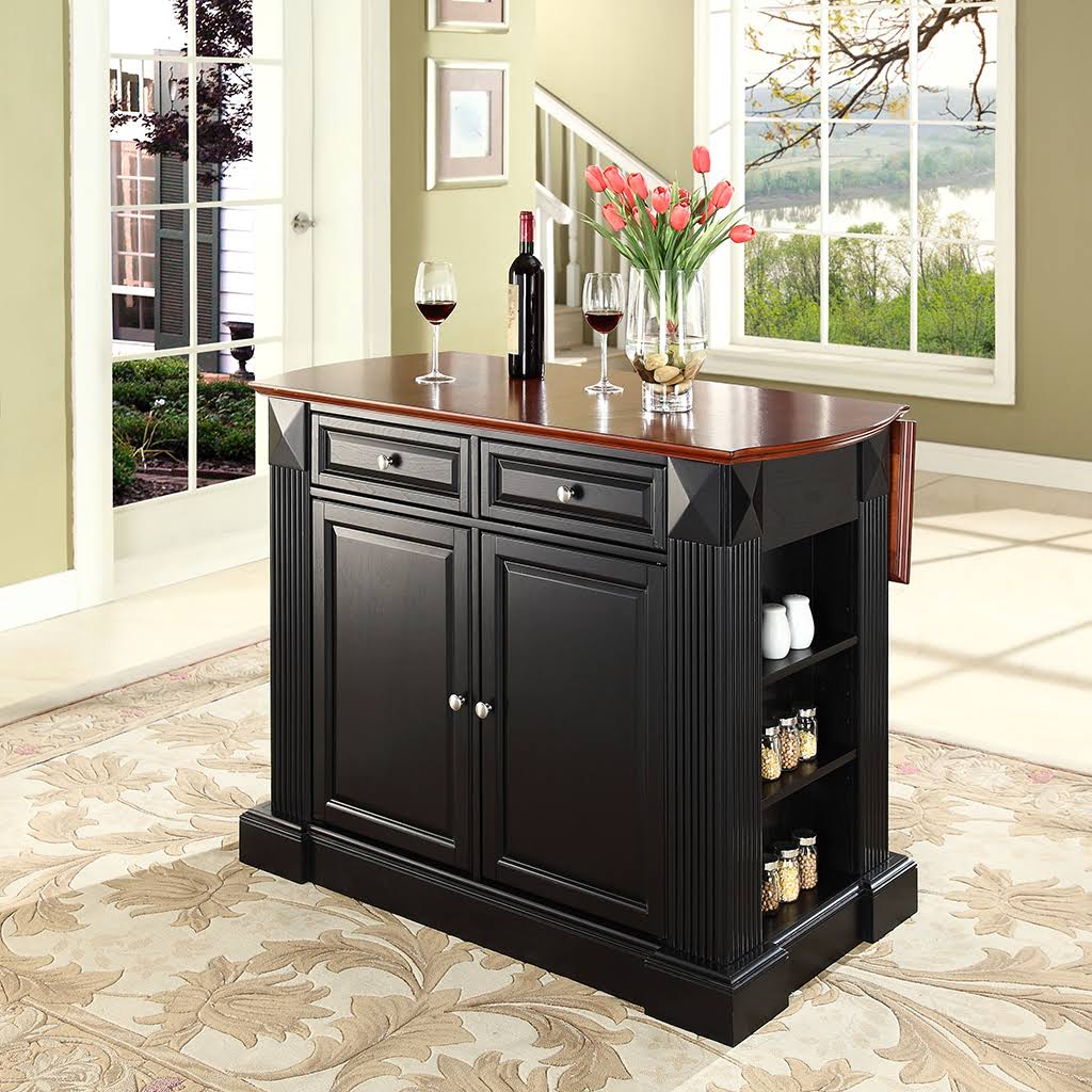 Black Drop Leaf Kitchen Island R772793