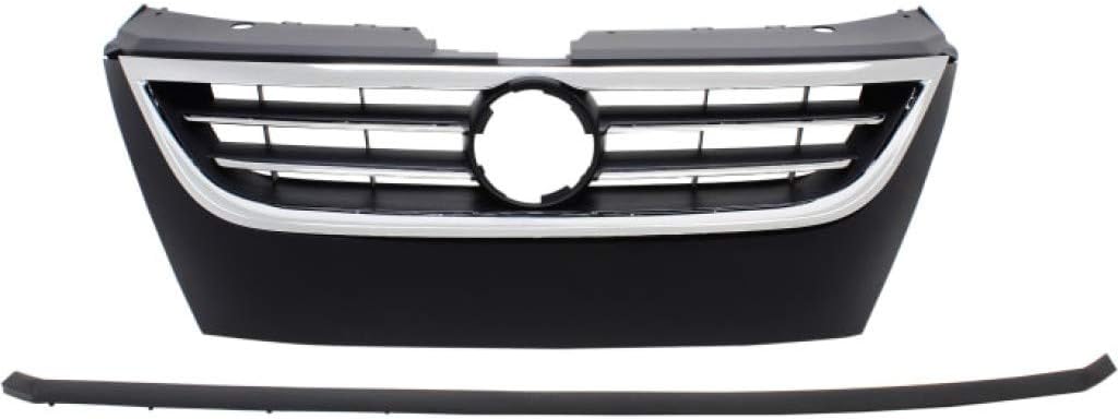 Primed Black Plastic Grille Assembly with Chrome Molding O629877