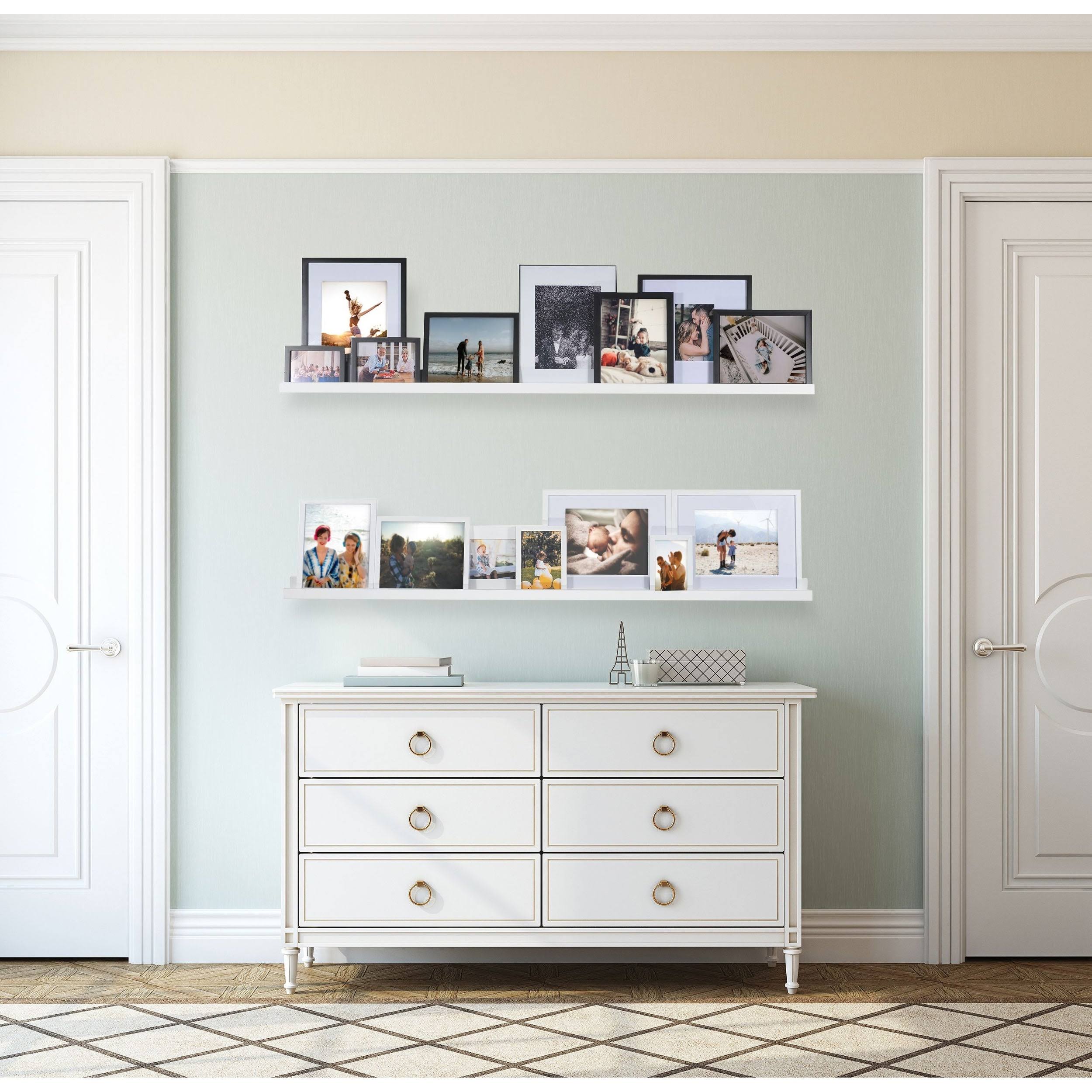 White 60 inch Wall Mount Floating Shelves Set of 2 L2459