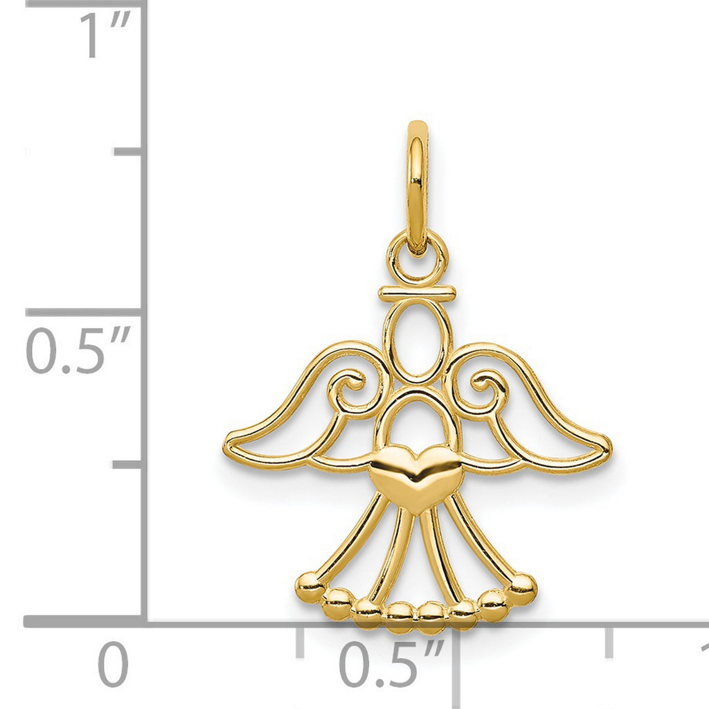 14k Yellow Gold Angel With Heart Pendant P733643