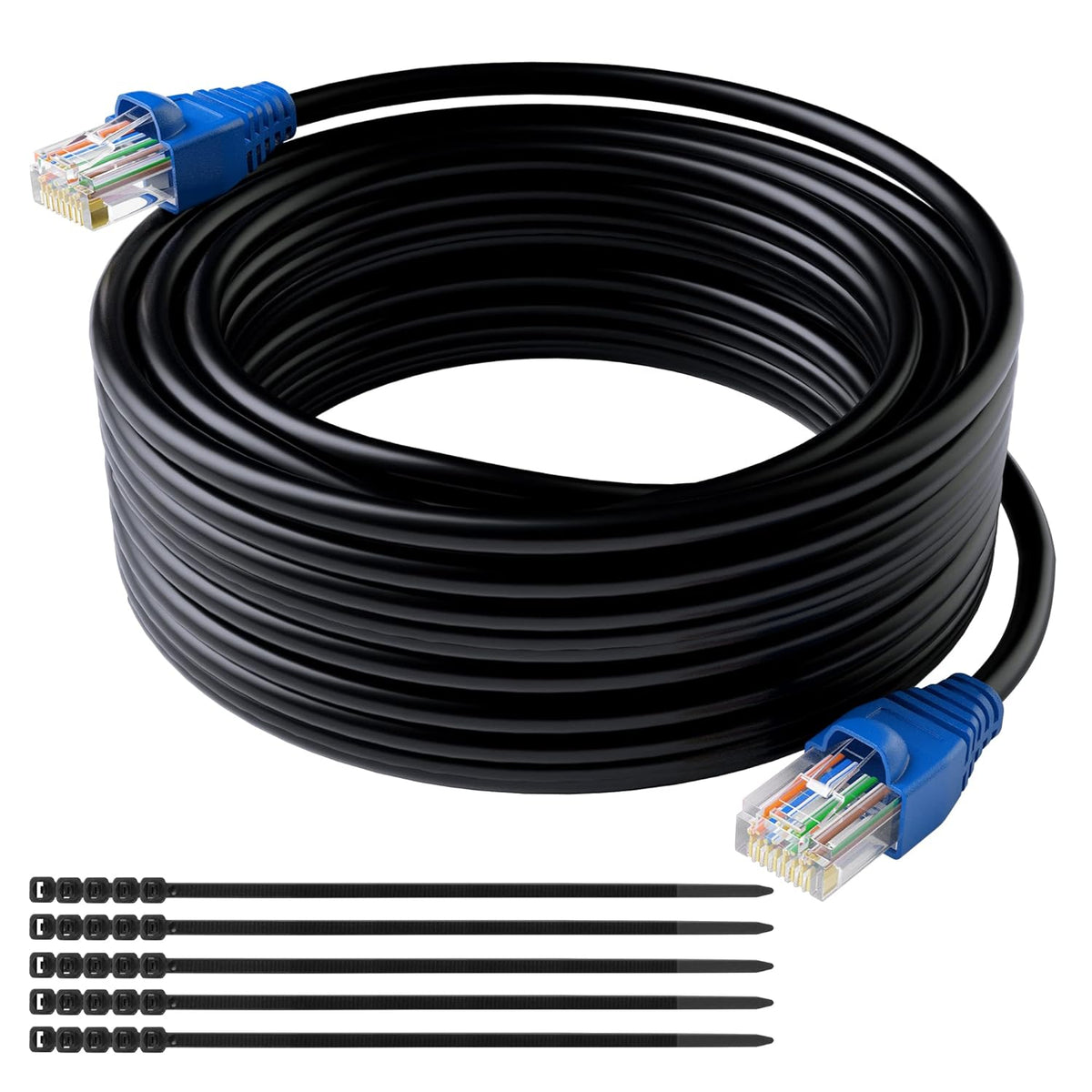 Cat6 Outdoor Ethernet Cable 300 ft Waterproof LLDPE Jacket Direct Burial POE Camera F4793