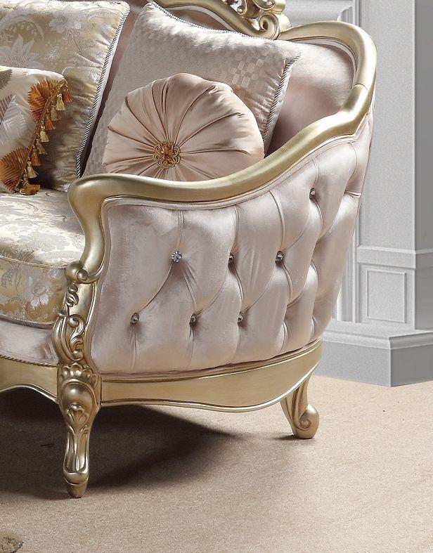 Champagne Finish Wood Sofa Set 3Pcs M490041