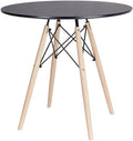 White Round Side Table with Beech Wood Legs U5713