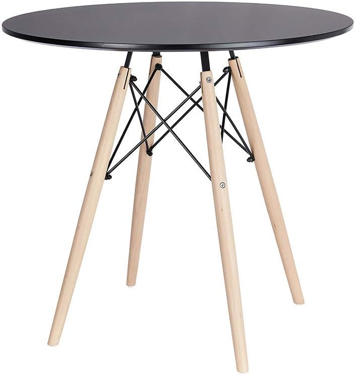 White Round Side Table with Beech Wood Legs U5713