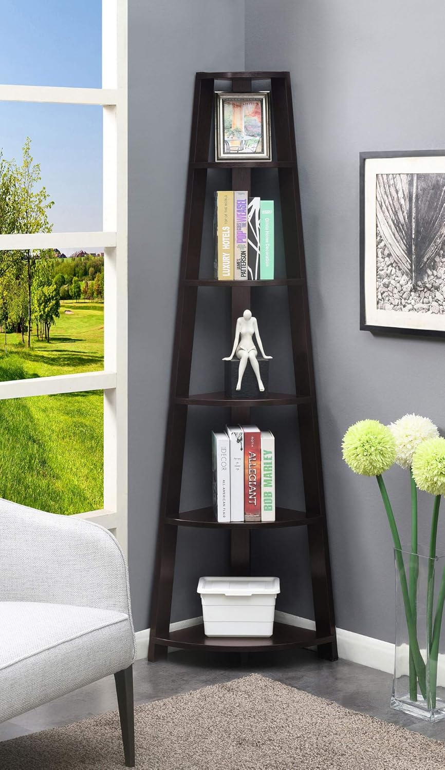 5 Tier Corner Bookcase, White H727877