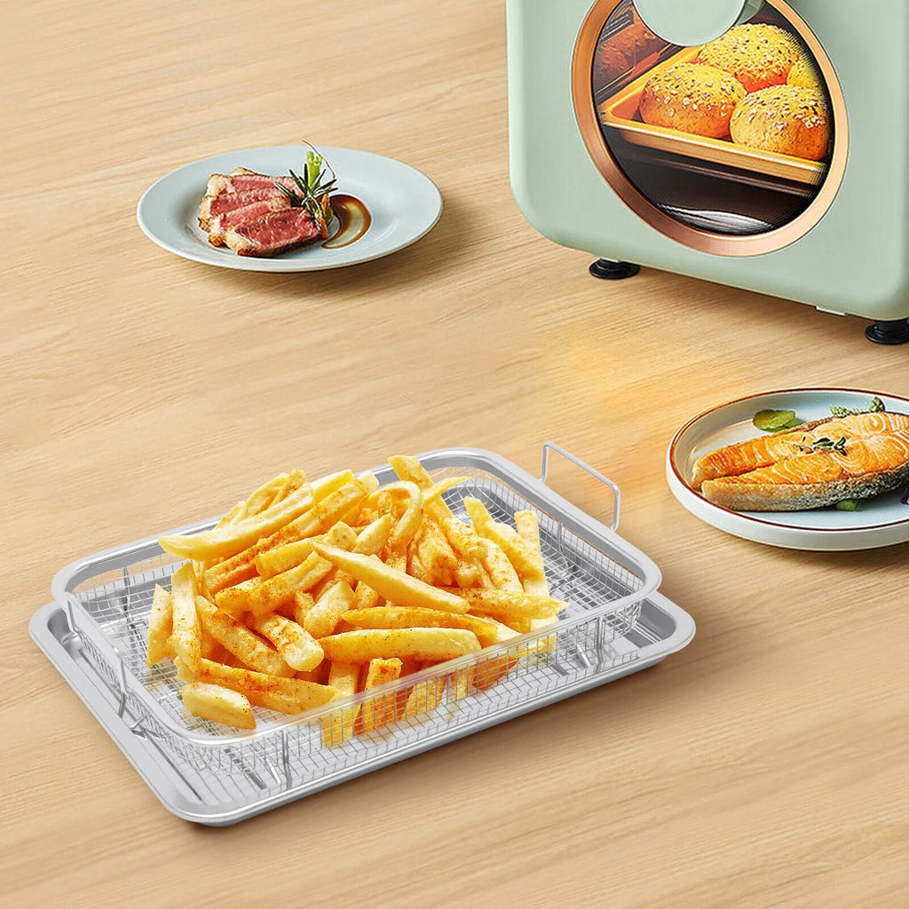 Stainless Steel Non-stick Air Fryer Basket 2 Piece Set W49022