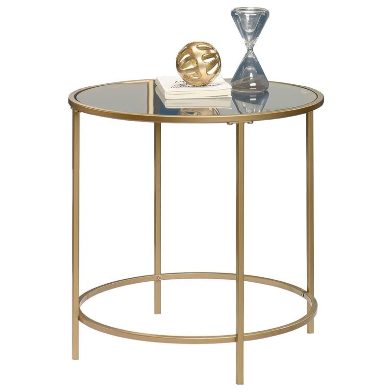 Satin Gold Round End Table S515