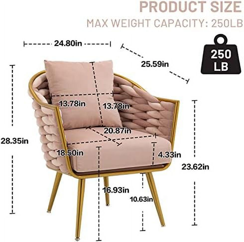 Beige Velvet Accent Chair with Pillow O563521