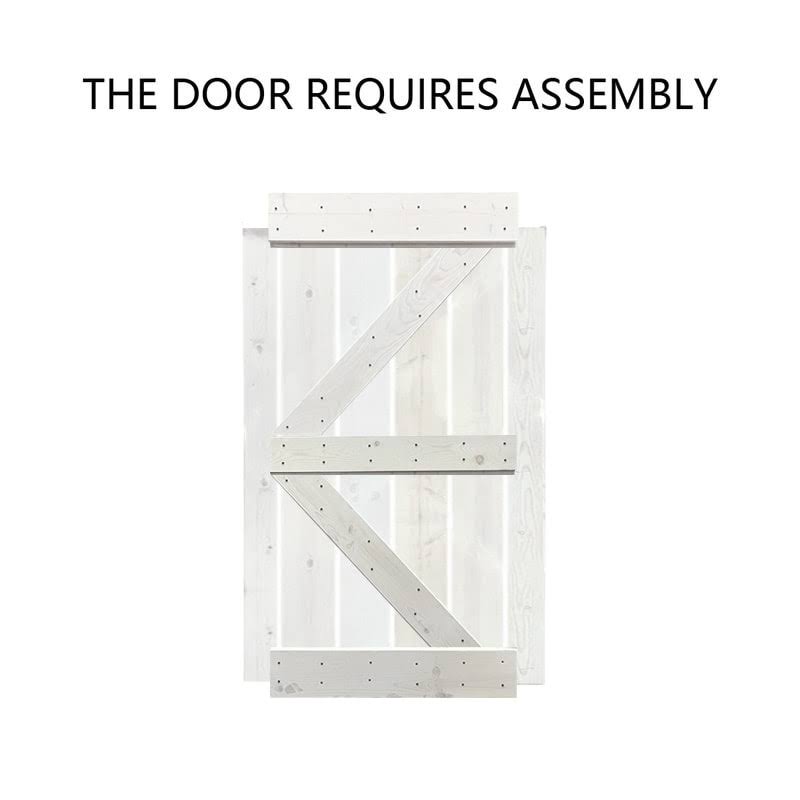 Red Walnut Stained Pine Wood Interior Sliding Barn Door with Hardware Kit R5013