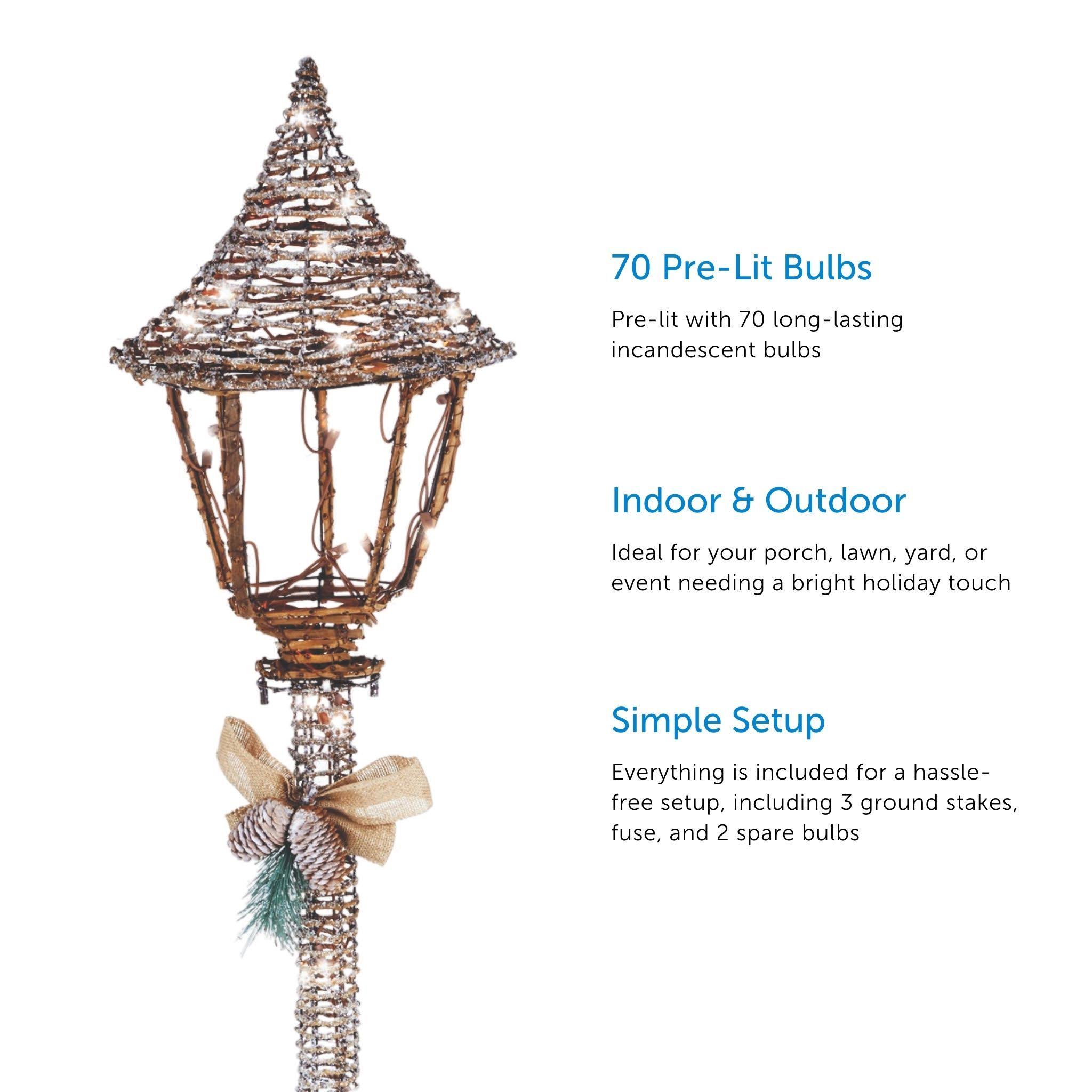 Pre Lit Incandescent 5 Foot Frosted Lamp Post Christmas Lawn Decoration R800