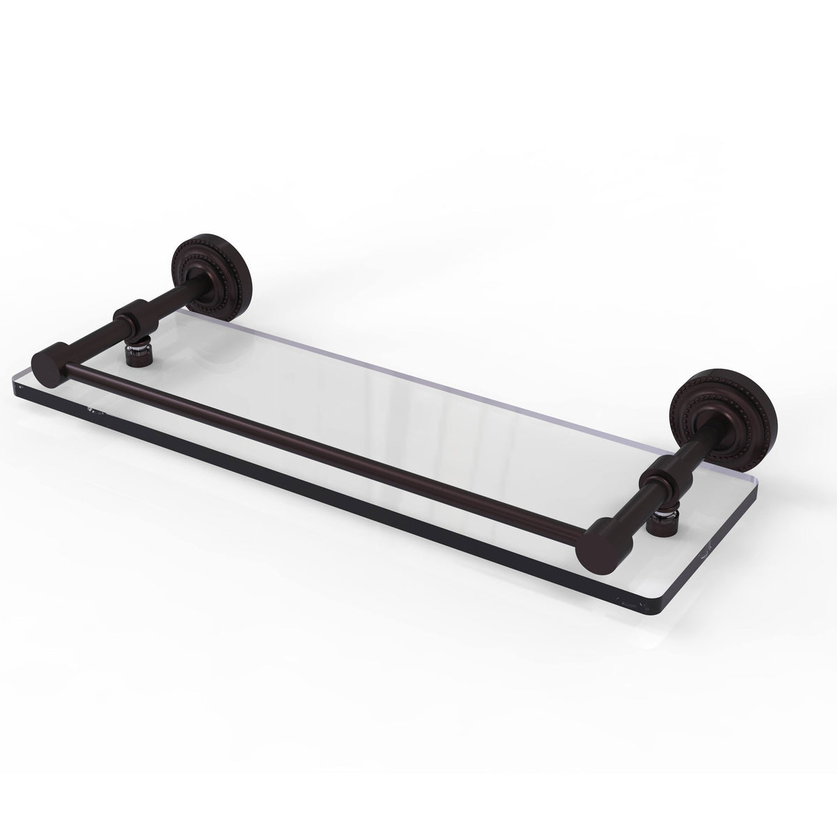 Satin Chrome Glass Shelf with Gallery Rail 16 inch H66436