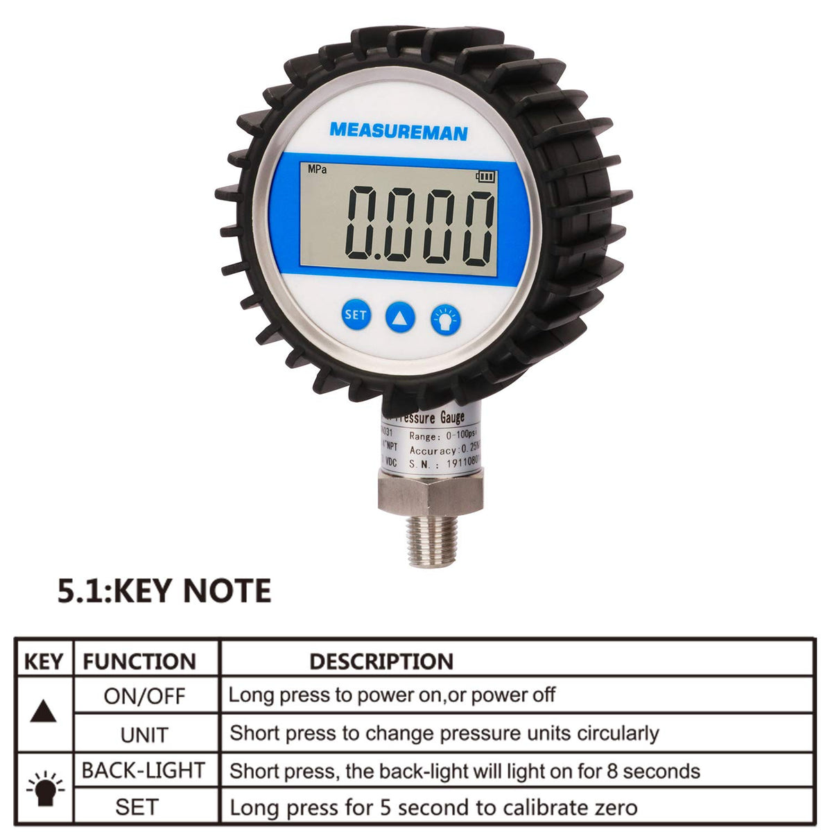 Digital Pressure Gauge 0-100psi Pack of 2 V51234