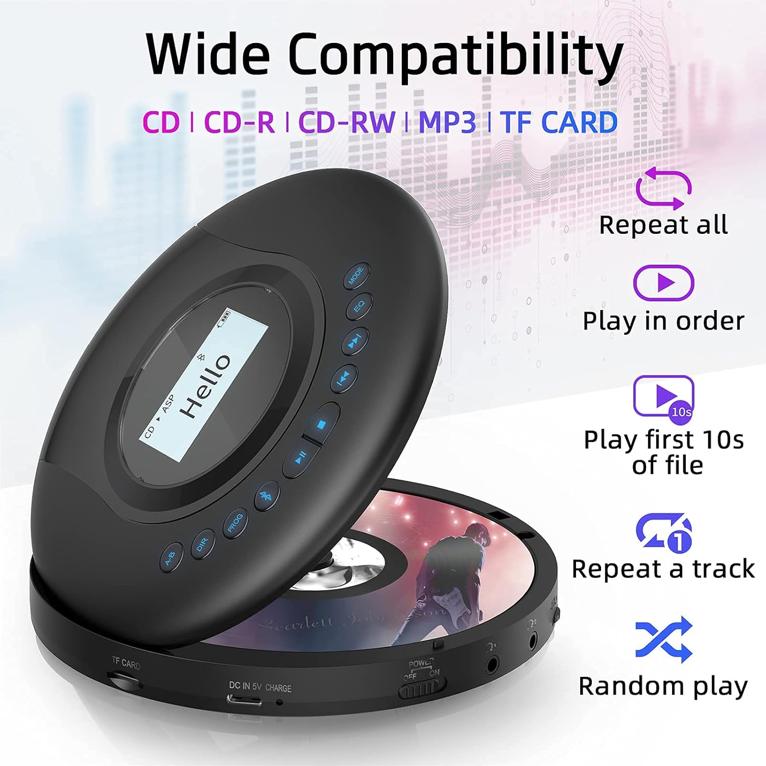 Pack of 2 Portable Bluetooth CD Player with LCD Screen P478038