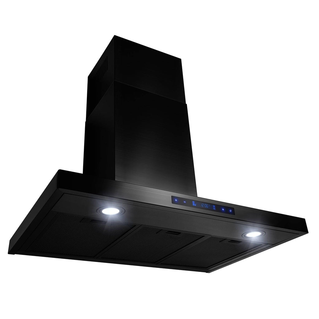 Black Stainless Steel Wall Mount Kitchen Range Hood with Touch Panel X84081