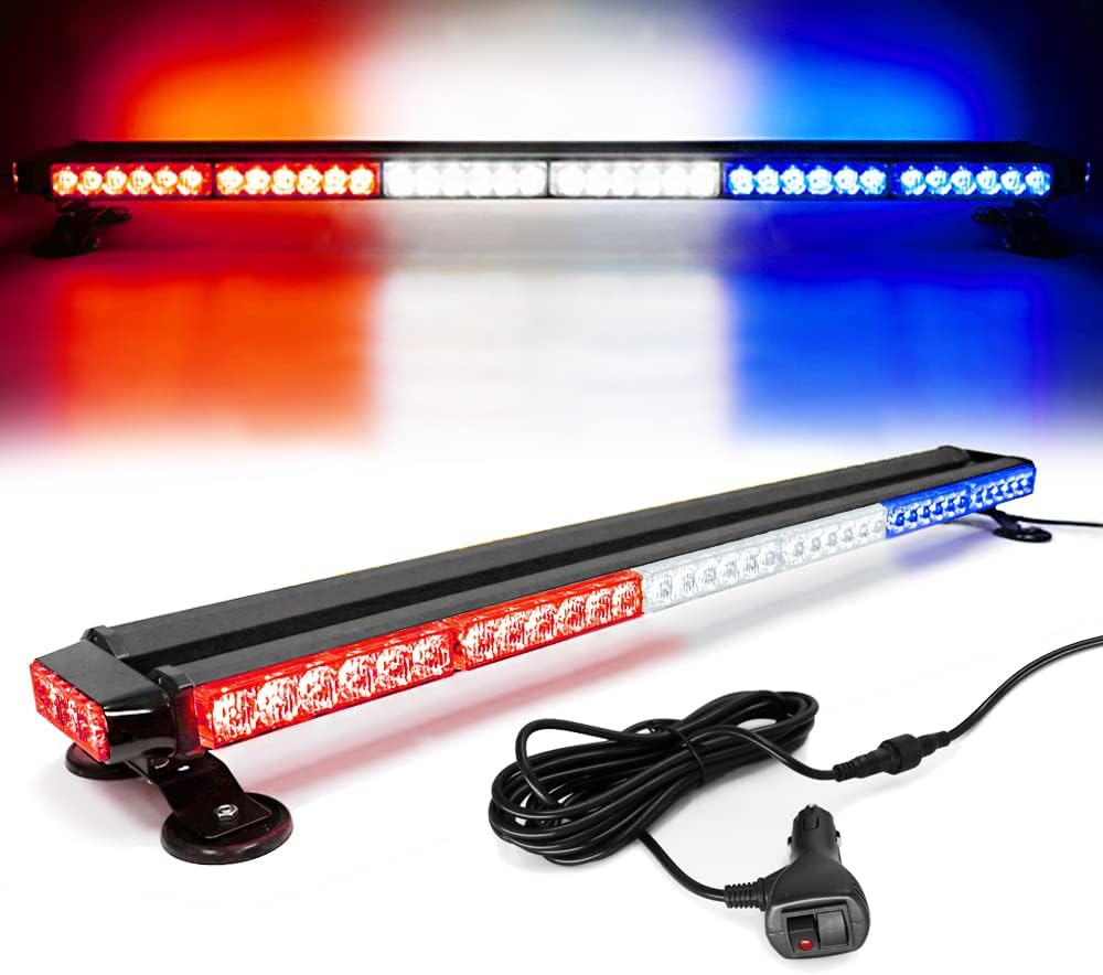 Amber Yellow 38" 78 LED Emergency Warning Strobe Light Bar with Magnetic Base O83896