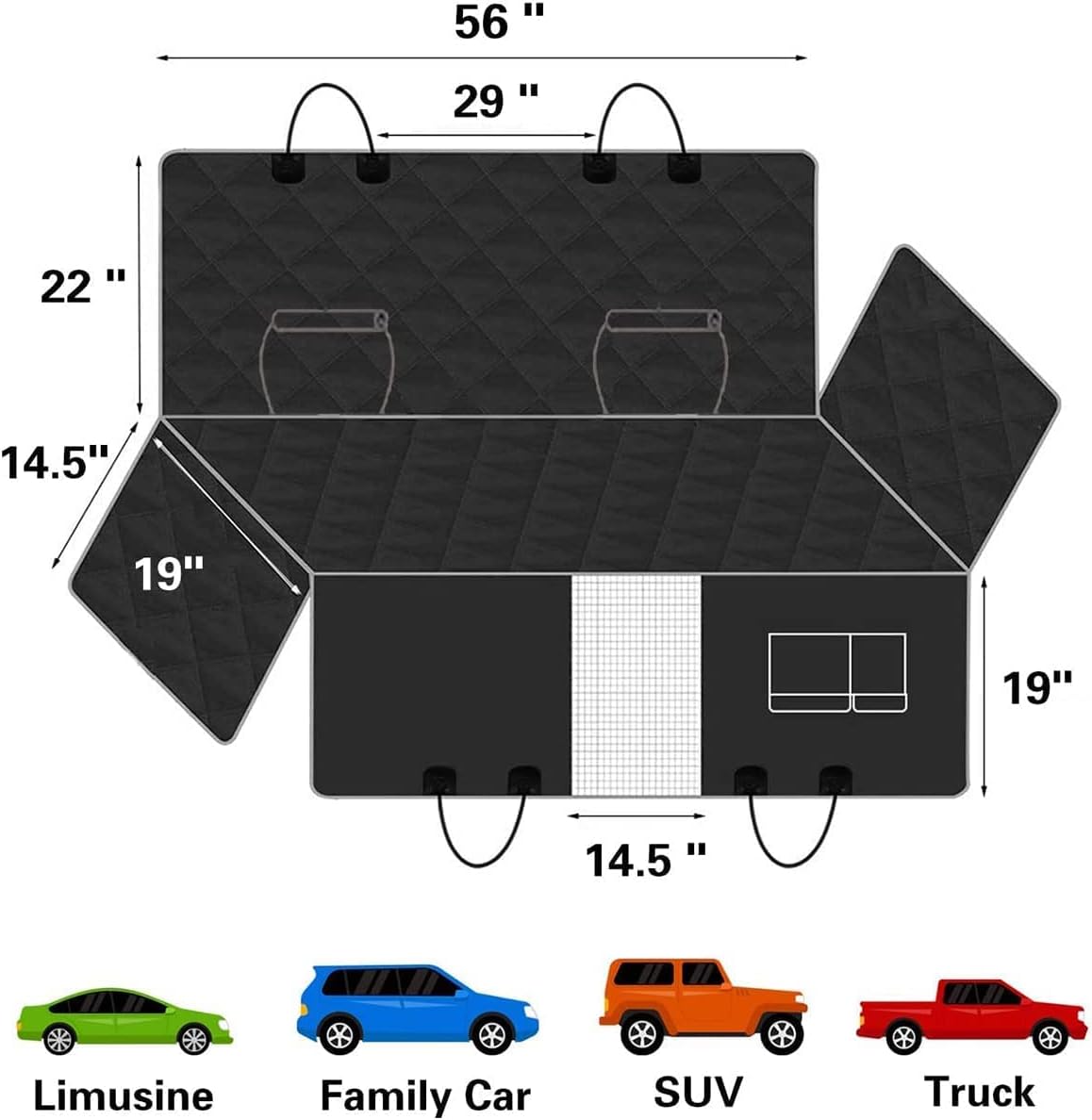 Waterproof Nonslip Dog Car Seat Cover with Storage Pocket V684300