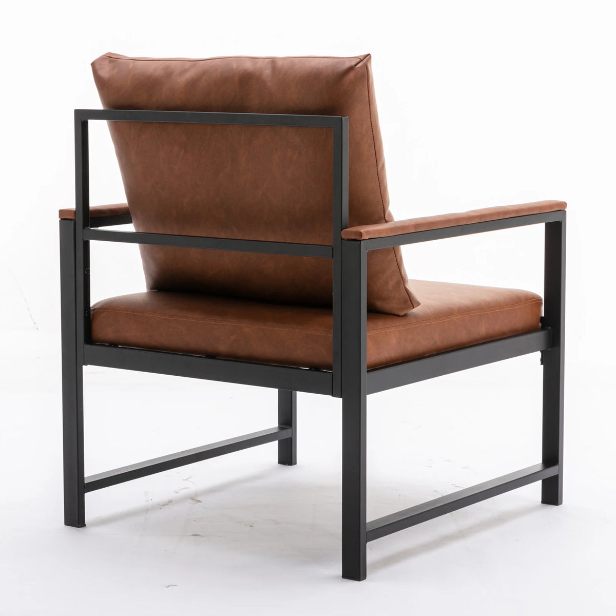 Orange Faux Leather Accent Chair with Black Metal Frame M818