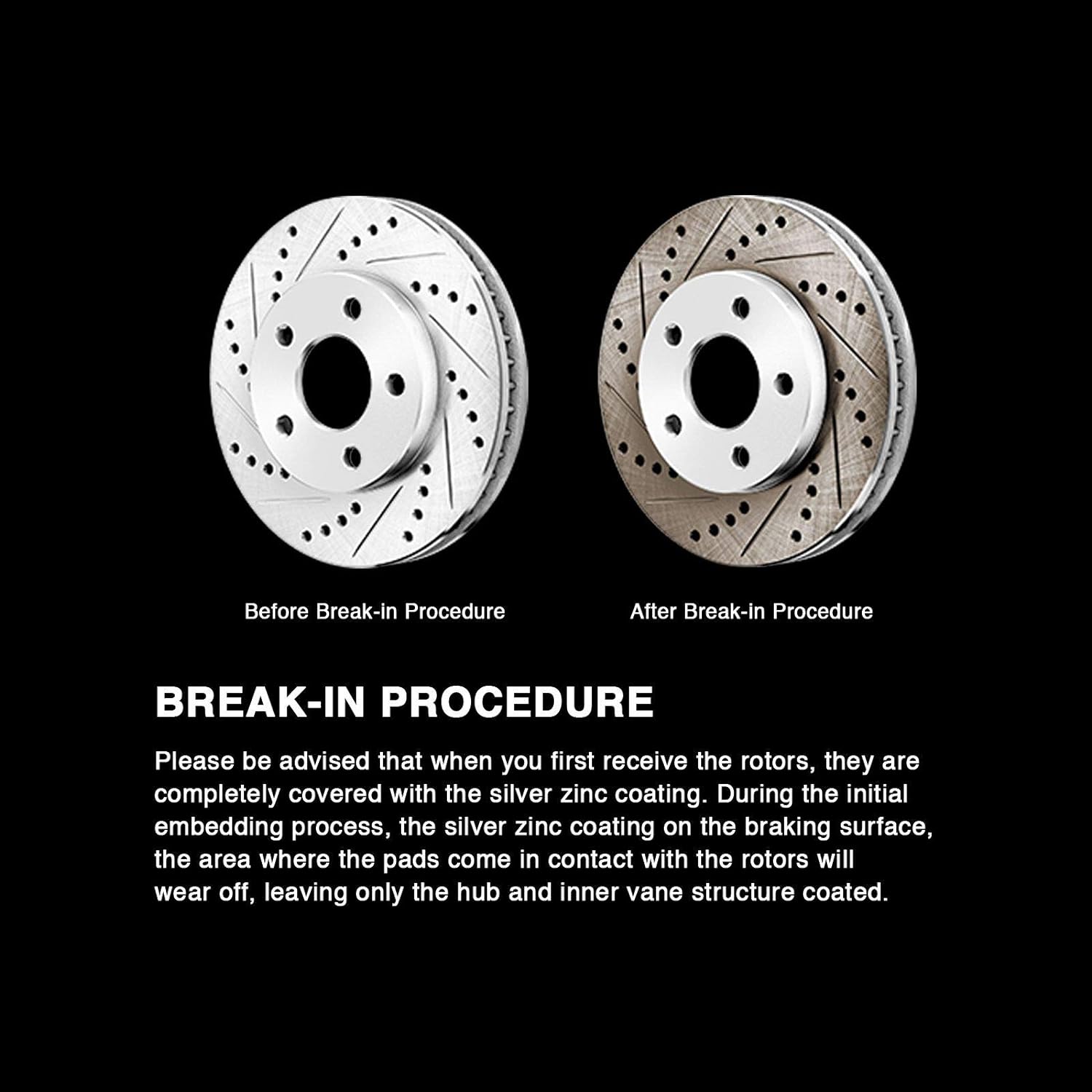 Silver Drilled Slotted Brake Rotors and Semi Metallic Brake Pads X964