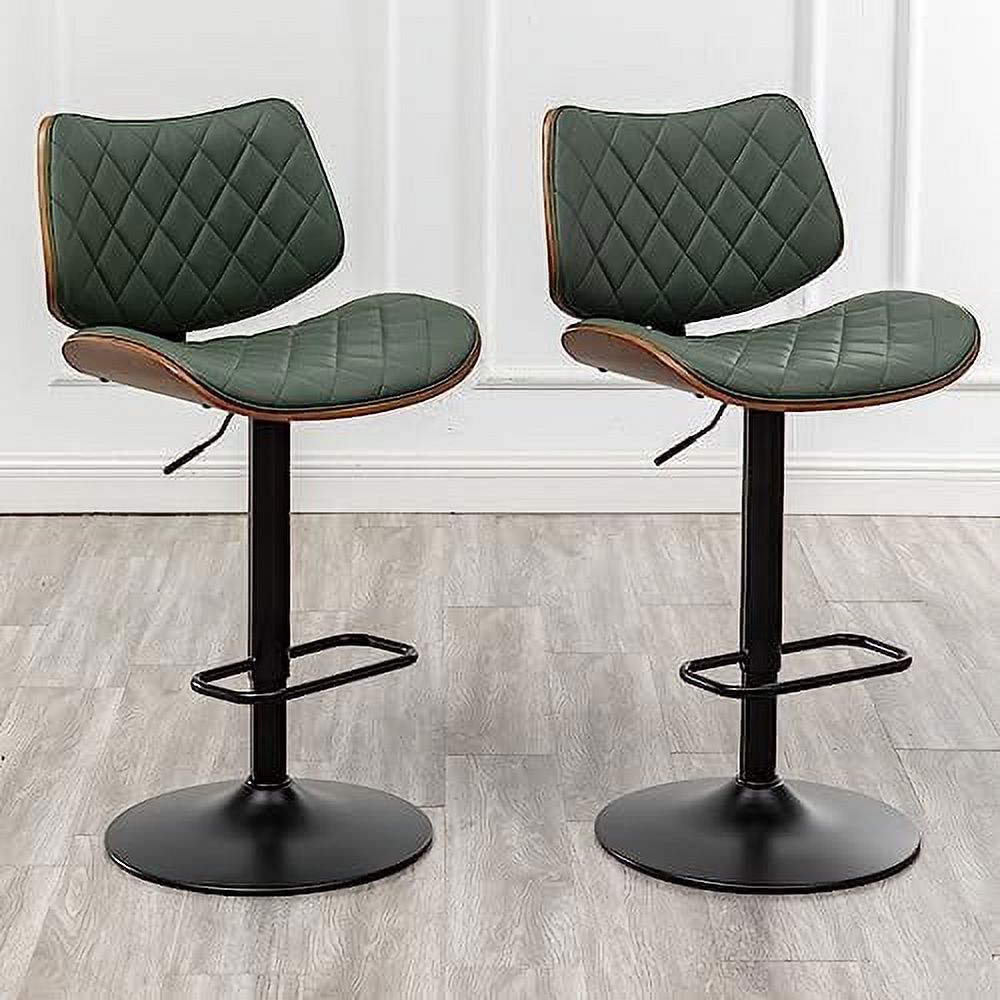 Beige Leather Swivel Stools Set of 2 P22599