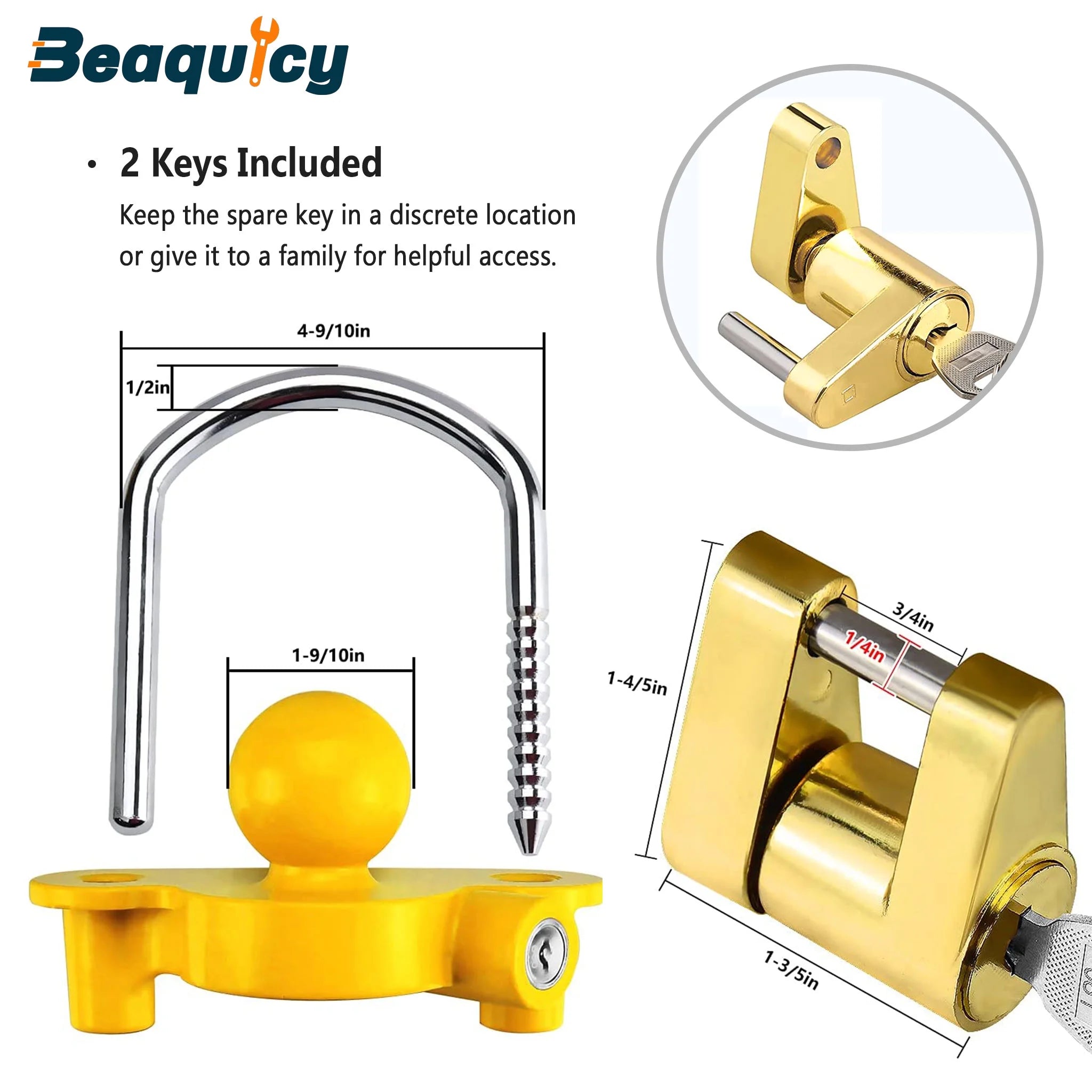 Trailer Hitch Security Lock Set with Pin Lock, Share 2 Keys B589904