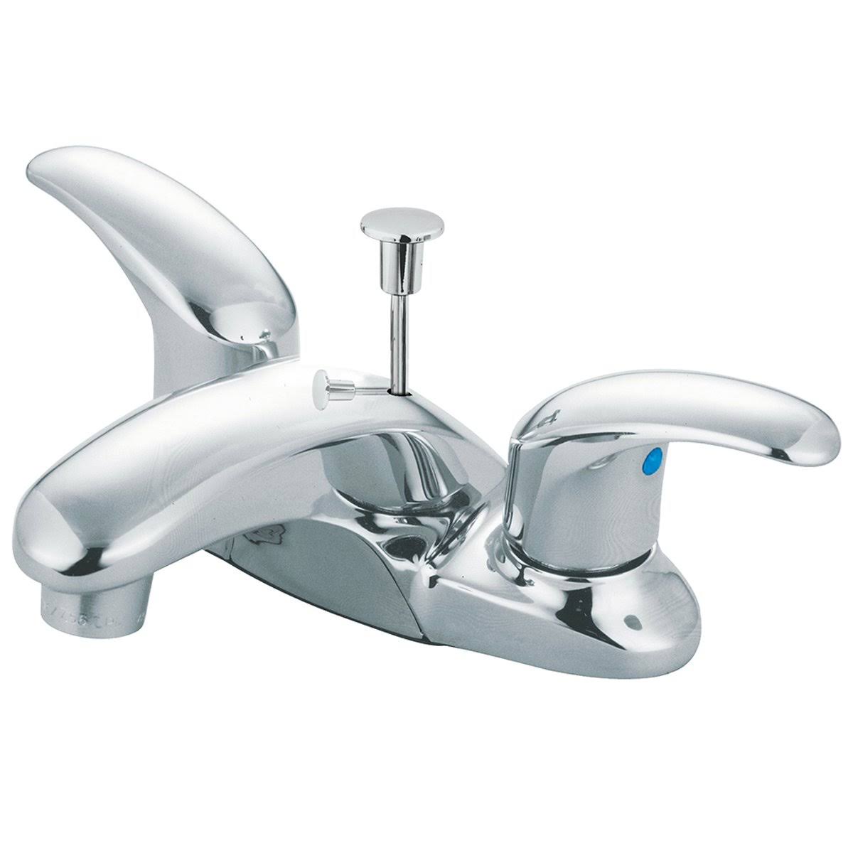Satin Nickel Chrome Two-Handle Centerset Lavatory Faucet with Pop-Up N176