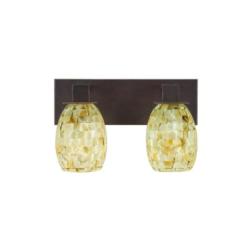 Two Light Bath Bar Dark Granite Finish with Clear Bubble Glass T3353