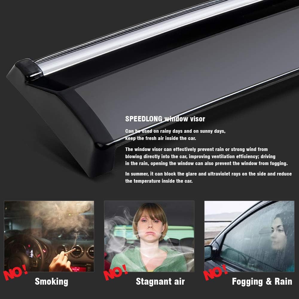 Car Window Visor Vent Shade Deflector Sun/Rain Guards Pack of 2 J322158