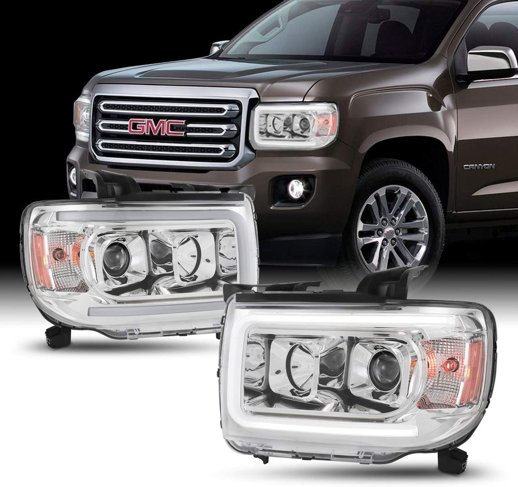 Black LED Projector Headlights Pair Housing M66380