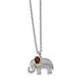 Sterling Silver Garnet Diamond Elephant Necklace A27414