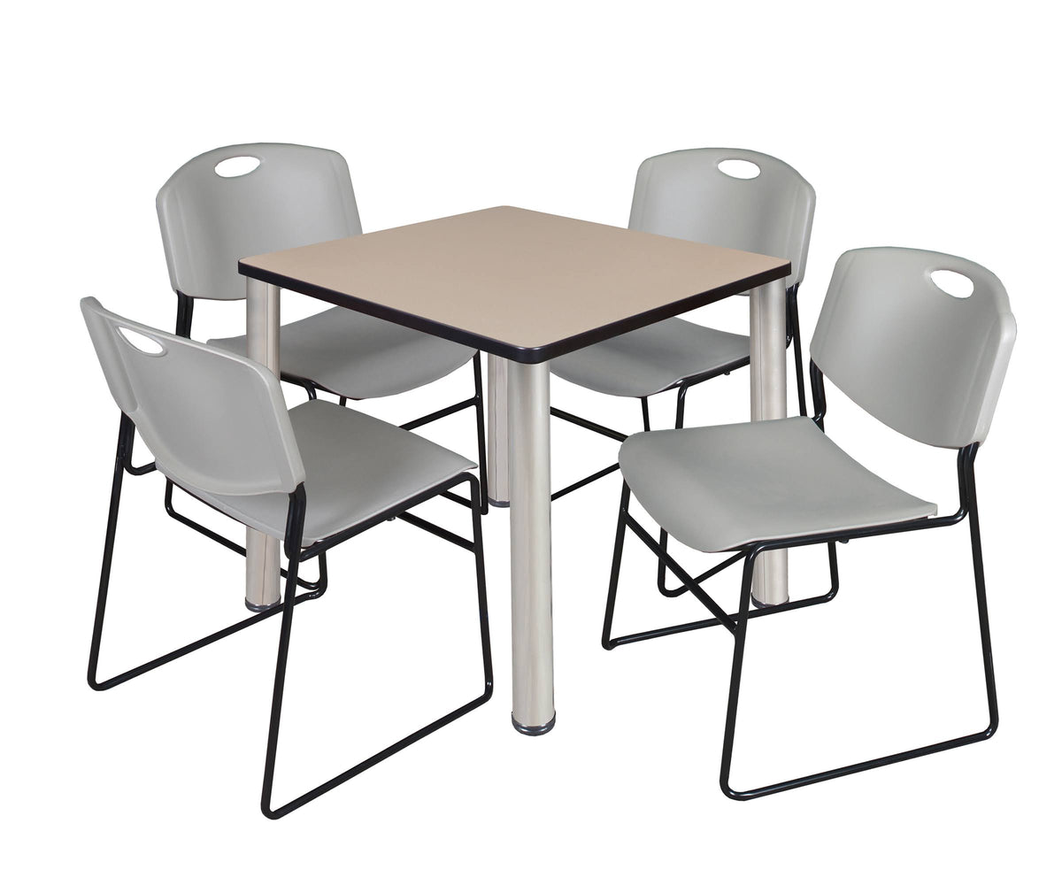Square Breakroom Table with 4 Stack Chairs A8820