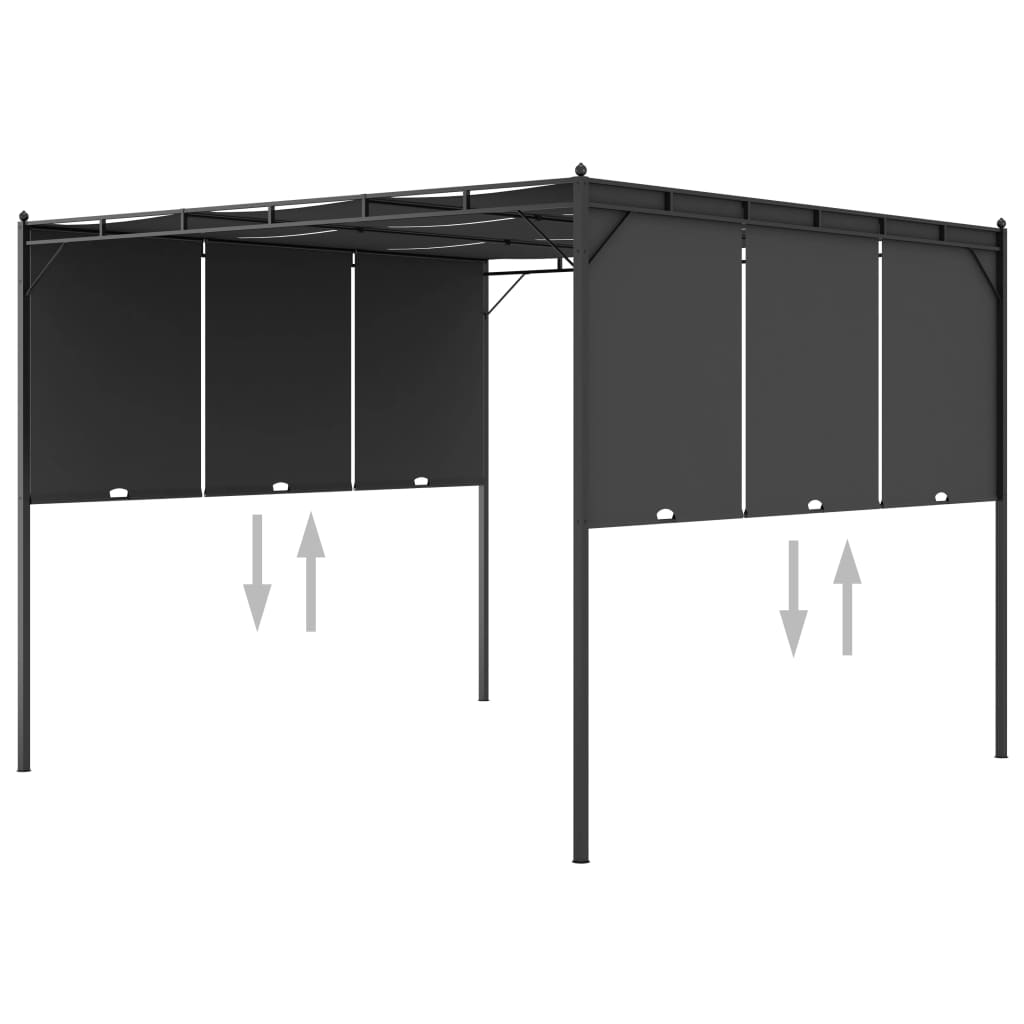 Garden Gazebo with Side Curtain 118.1"x118.1"x88.6" Anthracite M8261