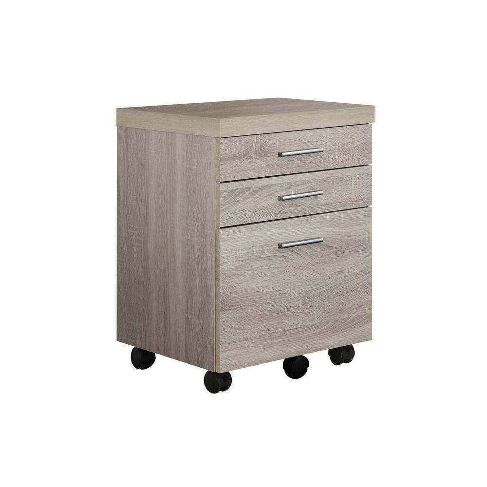 Natural Filing Cabinet on Castors with 3 Drawers W551