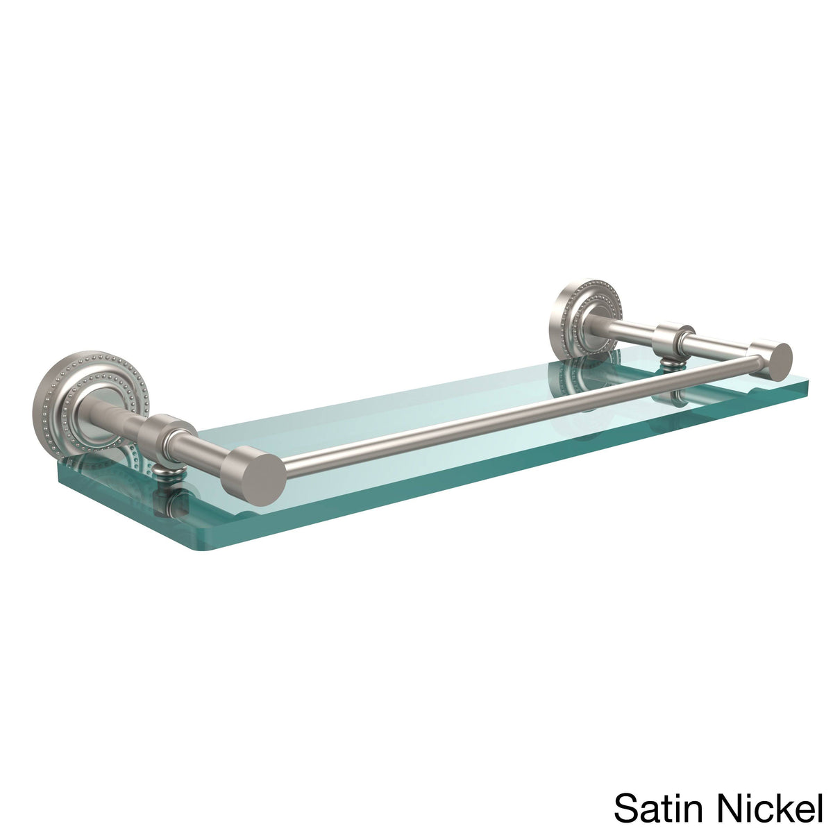 Satin Chrome Glass Shelf with Gallery Rail 16 inch H66436
