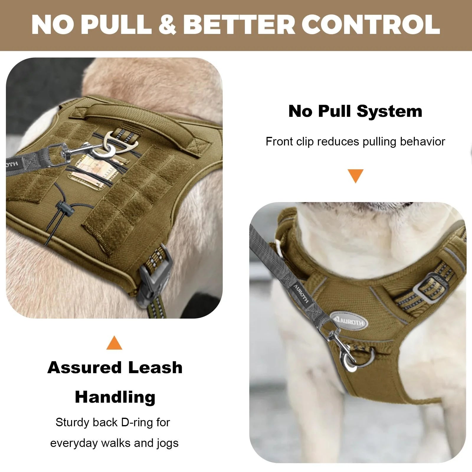 Army Yellow No Pull Dog Harness with Handle S1515